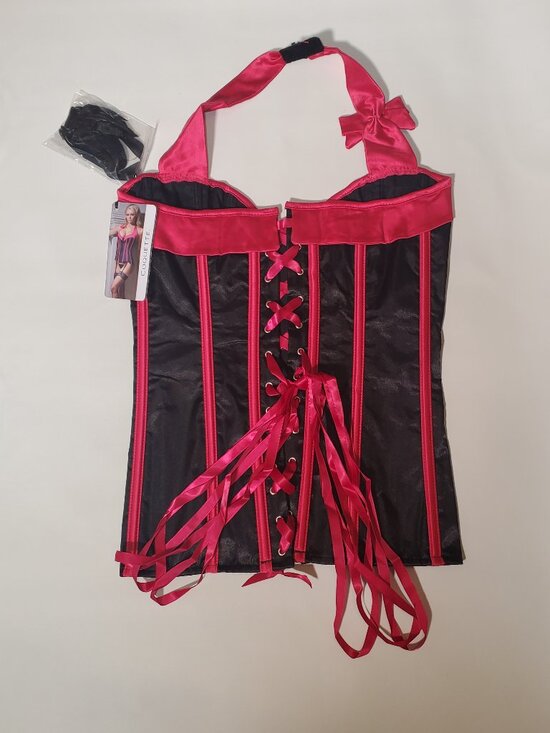 Bustier Corset – Black w/ Pink Trim – Size Large – NWT - Picture 3 of 11